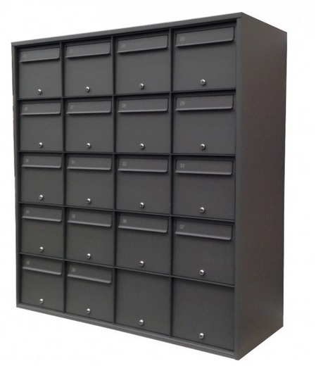 Bank of 18 model RH300-2 anti theft letter boxes